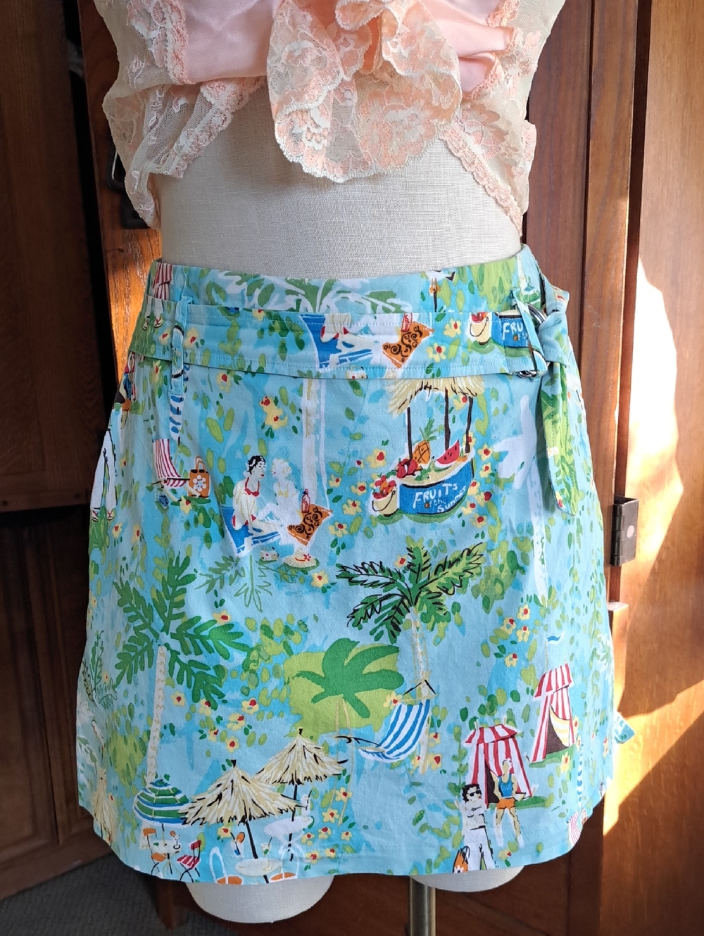 Larry Levine Tropical Cabana Beach Print Skort Size 6 - Picture 4 of 11